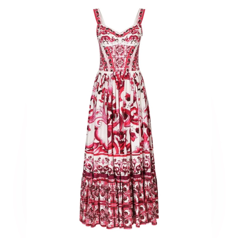 Dolce & Gabbana
Majolica-print cotton bustier dress IT38